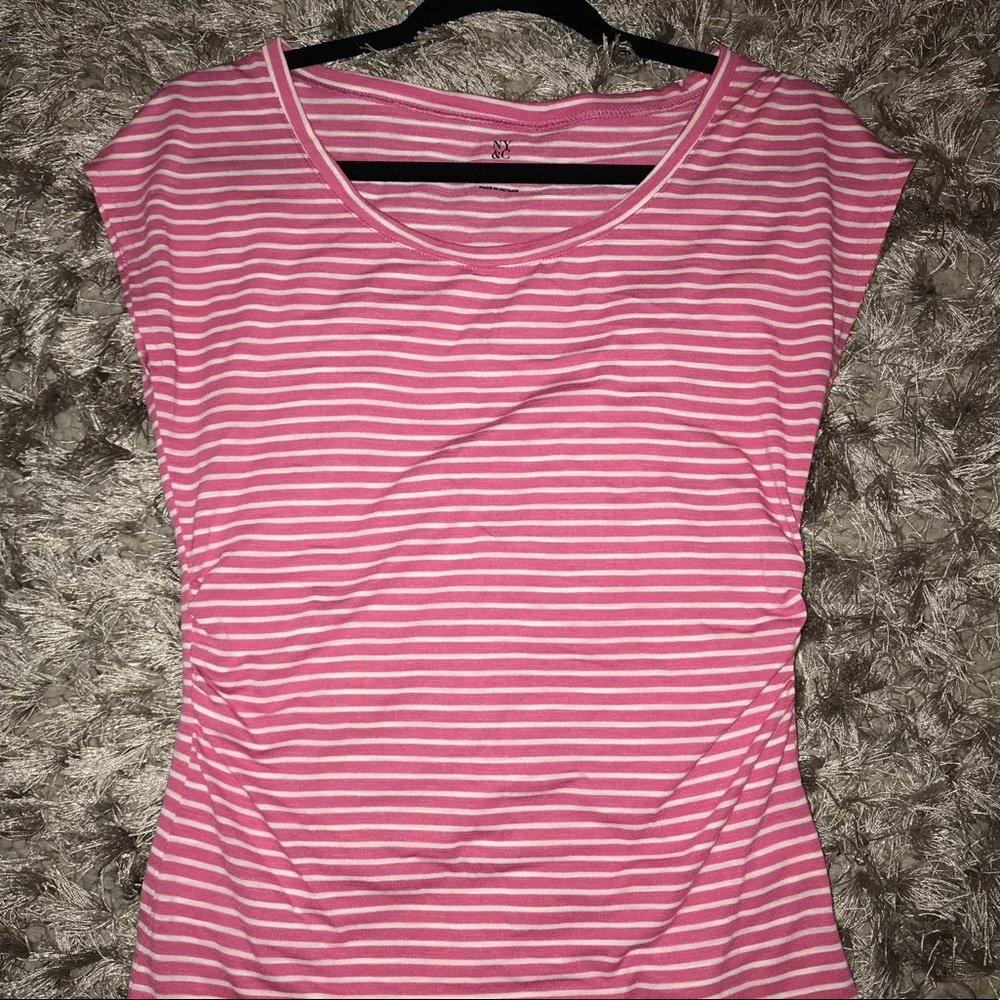 Pink & White Striped Shirt Medium